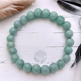 Jade - Jadeite Burmese Green Blue Water - Ice Seed Melon - Custom Size Round Smooth Stretch (8mm) Natural Gemstone Crystal Energy Bead Bracelet
