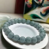 Jade - Jadeite Burmese Blue Water - Ice Seed Melon - Custom Size Round Smooth Stretch (8mm) Natural Gemstone Crystal Energy Bead Bracelet