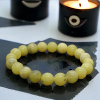 Jade - Jadeite Lemon Yellow Custom Size Round Smooth Stretch (8mm) Natural Gemstone Crystal Energy Bead Bracelet