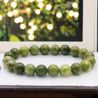 Serpentine - Green Apple Bowenite Serpentine Custom Size Yellow/Lime Faceted Stretch (8mm) Natural Gemstone Crystal Energy Bead Bracelet