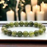 Serpentine - Green Apple Bowenite Serpentine Custom Size Yellow/Lime Faceted Stretch (8mm) Natural Gemstone Crystal Energy Bead Bracelet