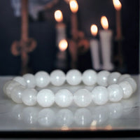 Jade - Nephrite White Jade Custom Size Round Smooth Stretch (8mm) Natural Gemstone Crystal Energy Bead Bracelet