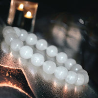 Jade - Nephrite White Jade Custom Size Round Smooth Stretch (8mm) Natural Gemstone Crystal Energy Bead Bracelet