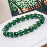 Jade - Jadeite Imperial Green•Custom Size•Faceted Diamond Cut•Stretch (8mm) Natural Gemstone Crystal Energy Bead Bracelet