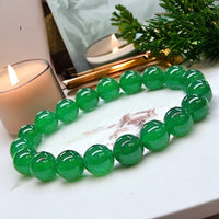 Jade - Jadeite Imperial Green Custom Size Round Smooth Stretch (10mm Grande) Natural Gemstone Crystal Energy Bead Bracelet