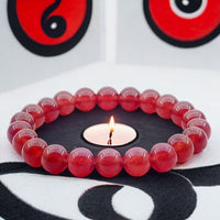 Jade - Jadeite Red Custom Size Round Smooth Stretch (8mm) Natural Gemstone Crystal Energy Bead Bracelet