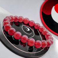 Jade - Jadeite Red Custom Size Round Smooth Stretch (8mm) Natural Gemstone Crystal Energy Bead Bracelet