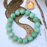 Jade - Jadeite Burmese Aqua Blue Green Burma Custom Size Round Smooth Stretch (10mm Grande) Natural Gemstone Crystal Energy Bead Bracelet