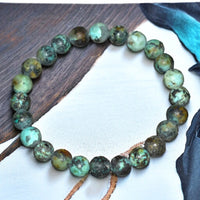 Jasper - African Green Turquoise Jasper Custom Size Round Smooth Stretch (8mm) Natural Gemstone Crystal Energy Bead Bracelet