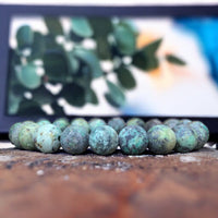 Jasper - African Green Turquoise Jasper Custom Size Frost Matte Rustic Round Stretch (8mm) Natural Gemstone Crystal Energy Bead Bracelet