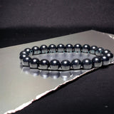 Shungite Genuine Round Smooth Stretch (8mm) Natural Gemstone Crystal Energy Bead Bracelet