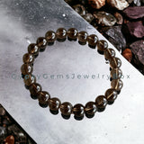 Smokey Quartz Custom Size Round Smooth Stretch (8mm) Natural Gemstone Crystal Energy Bead Bracelet