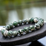 Jasper - Green Spot Custom Size Round Smooth Stretch (8mm) Natural Gemstone Crystal Energy Bead Bracelet