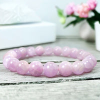 Kunzite Pink Round Smooth Stretch (8mm) Natural Gemstone Crystal Energy Bead Bracelet