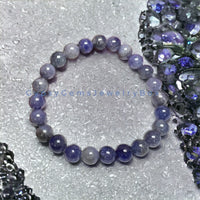Tanzanite Custom Size Round Smooth Stretch (8mm) Natural Gemstone Crystal Energy Bead Bracelet