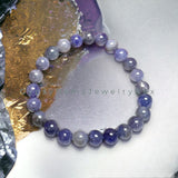 Tanzanite Custom Size Round Smooth Stretch (8mm) Natural Gemstone Crystal Energy Bead Bracelet