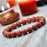 Jasper - Red Custom Size Round Smooth Stretch (8mm) Natural Gemstone Crystal Energy Bead Bracelet