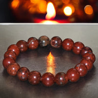 Jasper - Red Custom Size Round Smooth Stretch (10mm Grande) Natural Gemstone Crystal Energy Bead Bracelet