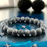 Labradorite Rainbow Custom Size Frost Matte Rustic Round Stretch (8mm) Natural Gemstone Crystal Energy Bead Bracelet