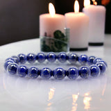 Lapis Lazuli Custom Size Round Smooth Stretch (8mm) Natural Gemstone Crystal Energy Bead Bracelet