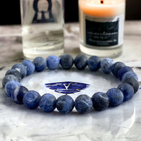Lapis Lazuli Custom Size Frost Matte Rustic Round Stretch (8mm) Natural Gemstone Crystal Energy Bead Bracelet