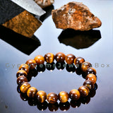 Tiger’s Eye - Yellow Custom Size Round Smooth Stretch (10mm Grande) Natural Gemstone Crystal Energy Bead Bracelet