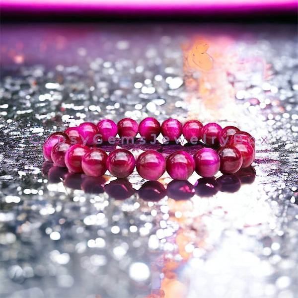 Crystal Vibe 8mm Beads Tiger Eye Bracelet for Women Men - Tiger Eye Crystal Bracelet for Spiritual Healing Positive Energy