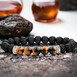 Lava Stone & Tiger Eye Aromatherapy Custom Size Round Stretch (8mm) Natural Gemstone Crystal Energy Bead Bracelet