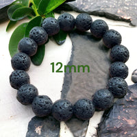 Lava Stone Lava Rock Aromatherapy Custom Size Round Stretch (Available in Three different bead sizes: 8mm, 10mm, 12mm) Natural Gemstone Crystal Energy Bead Bracelet
