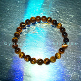 Tiger’s Eye - Yellow Golden Custom Size Round Smooth Stretch (8mm) Natural Gemstone Crystal Energy Bead Bracelet