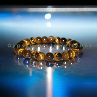 Tiger’s Eye - Yellow Golden Custom Size Round Smooth Stretch (8mm) Natural Gemstone Crystal Energy Bead Bracelet
