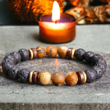 Lava Stone & Picture Jasper Aromatherapy Custom Size Round Stretch (8mm) Natural Gemstone Crystal Energy Bead Bracelet