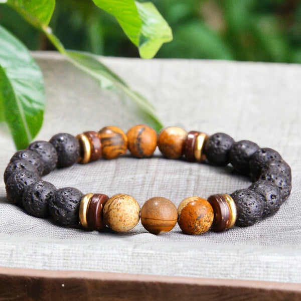 2Pcs Matte Lava Rock Volcanic Stone Beads Stretch Zimbabwe