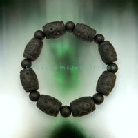 Onyx - Black Onyx Carved Frost Matte Heavy Solid Tribal (13x18 - XX Large Beads) Natural Gemstone Energy Bead Bracelet