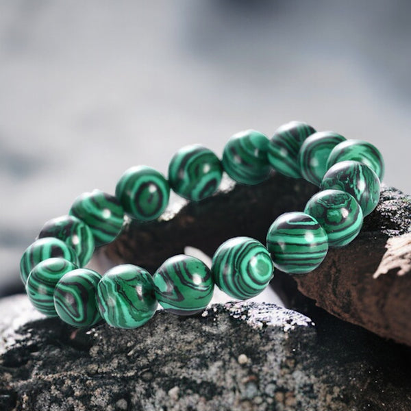 Malachite Custom Size Round Smooth Stretch (10mm) Natural Gemstone Crystal Energy Bead Bracelet