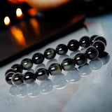 Obsidian - Rainbow Obsidian Round Smooth Stretch (10mm Grande) Natural Gemstone Crystal Energy Bead Bracelet