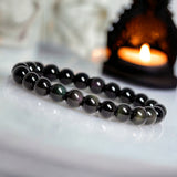 Obsidian - Rainbow Obsidian Round Smooth Stretch (8mm) Natural Gemstone Crystal Energy Bead Bracelet