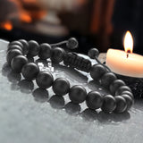 Onyx - Black Onyx Braided Macrame Adjustable Sliding Knot Round Matte (8mm) Natural Gemstone Crystal Energy Bead Bracelet
