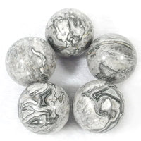 Jasper - Map Stone Gray Custom Size Round Smooth Stretch (8mm) Natural Gemstone Crystal Energy Bead Bracelet