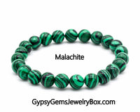 Malachite Custom Size Round Smooth Stretch (8mm) Natural Gemstone Crystal Energy Bead Bracelet