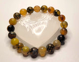 Agate Orange Yellow Fire Dragons Vein Gemstone Energy Bead Bracelet