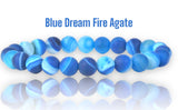 AGATE Dream Fire Agate Teal Blue Rustic Gemstone Crystal Energy Bead Bracelet
