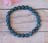 Apatite Blue Grey Gemstone Energy Bead Bracelet