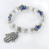 Evil Eye Hamsa Hand Charms Crystal Bead Energy Bracelet