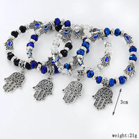 Evil Eye Hamsa Hand Charms Crystal Bead Energy Bracelet