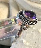Amethyst Gemstone .925 Sterling Silver Locket Ring (Size 8)
