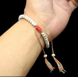Tibetan Buddhist Abacus Bodhi Seed Ohm Prayer Wheel Braided Macrame Adjustable Energy Bead Bracelet