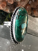Malachite Turquoise Copper Gemstone Orgone .925 Sterling Silver Ring (Size 9)