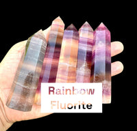 Rainbow Fluorite Natural Obelisk Tower Crystal Energy Gemstone Point Wand