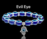 Evil Eye Hamsa Hand Silver Charm Dangle Bead Energy Bracelet Grande 10mm